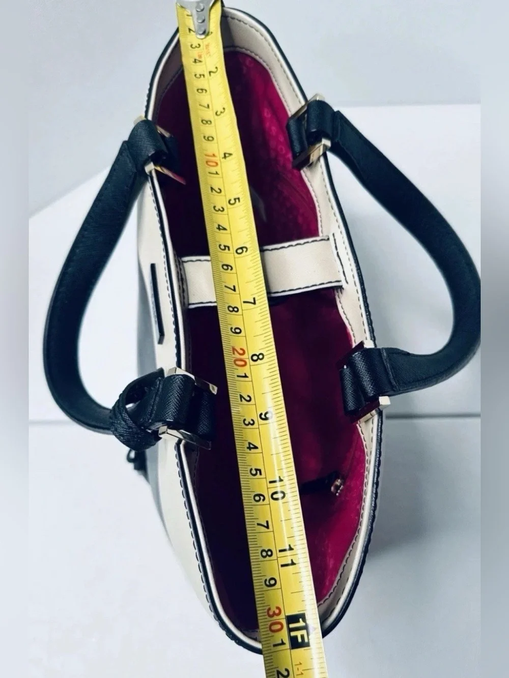 kate spade Black and Cream Striped Tote with Top Handles